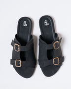 stride-buckle-dusty-black-flat-sandals-urban-commute