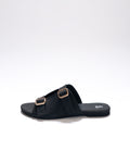 stride-buckle-dusty-black-flat-sandals-urban-commute
